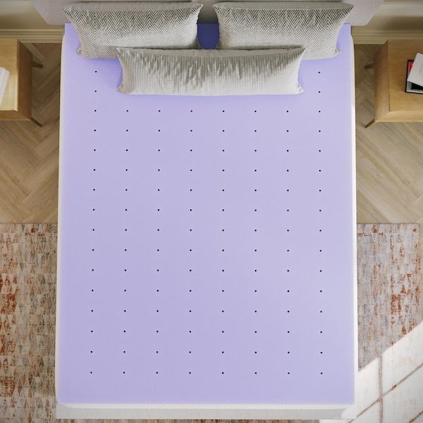 Flash Furniture Capri Comfortable Sleep 3-in Lavender Infused Queen Memory Foam Mattress Topper w/Ventilated Design HLC-LAV-QUEEN-3-GG - main